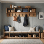 Mudroom bench with hooks