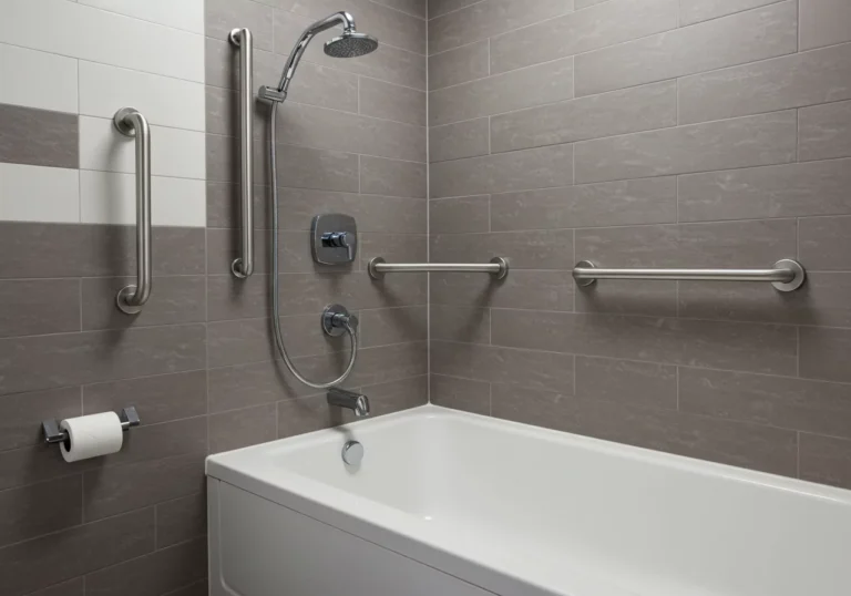 Ride-in shower grab rail